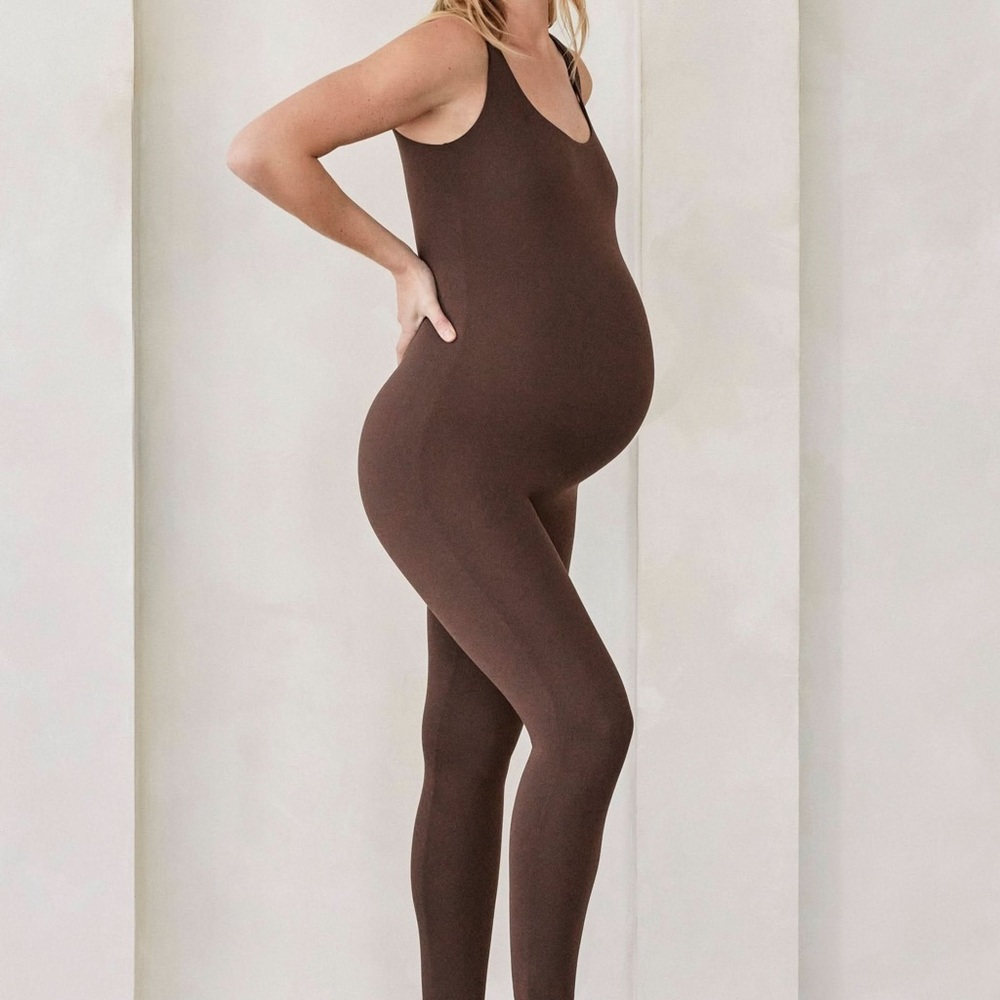 Chocolate Ribbed Knit Jumpsuit
